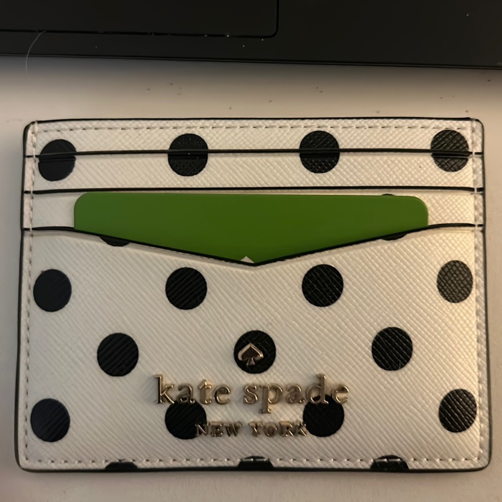 Kate Spade Back and White Polka Dot Card Holder